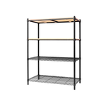【Y HOUSE】90x45x120cm pine four-layer storage rack rack iron rack - black wood, , large