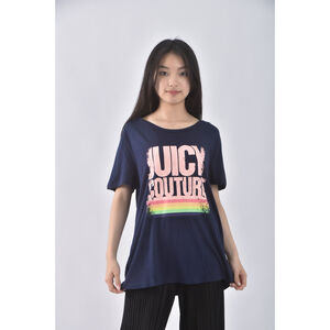 (L) juicy couture棉質文字藍色短袖上衣二手衣
