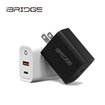 iBRIDGE PD20W Dual Port Fast Charger - White, , large