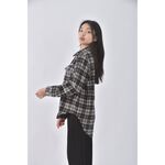 (S) nice ioi排扣格紋黑色長袖上衣二手衣, , large