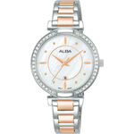 ALBA 雅柏 珍珠貝晶鑽女錶-玫瑰金x銀/31mm AH7BE9X1/VJ22-X389KS, , large