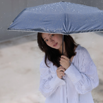 【rento】UV Protection Patchwork Mini Umbrella with Black Coating – Embroidered Tit, , large