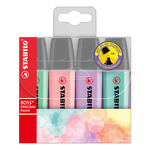 STABILO 德國 思筆樂 BOSS ORIGINAL Pastel 波士馬卡龍色經典螢光筆 4色組 /盒 ST70/4-2, , large