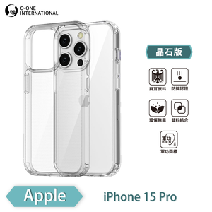 [O-ONE] MIL-STD II CrystalShield Case for APPLE iPhone 15 Pro Dual-Material Design · Enhanced Drop Protection · Shock-Resistant