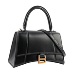 BALENCIAGA Hourglass 金釦光滑牛皮二用沙漏包/小款/黑色, , large