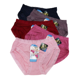 超細纖維素面女內褲 / 蕾絲女內褲L號-4件組