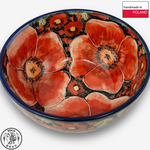 【SOLO Vintage】Cerraf Polish Pottery 16cm Bowl Crimson Sunset Floral Whisper Series Made in Poland, , large
