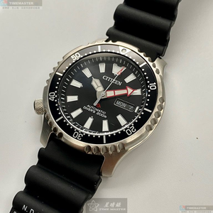 [星晴錶業]CITIZEN手錶,42mm,CI00015黑色錶面銀錶殼深黑色矽膠錶帶款