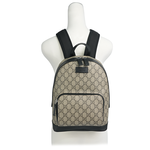 GUCCI GG Supreme 塗層帆布及皮革小型拉鍊後背包/烏木色/黑色, , large