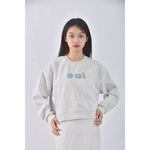 (F) mm slx韓牌文字落肩灰色長袖上衣二手衣, , large