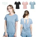 【AREX YOGA】 AS-7410瑜珈服 瑜珈短袖 女上衣 挖背上衣 冰絲衣 涼感衣 吸排衣 短袖上衣 女短袖, , large