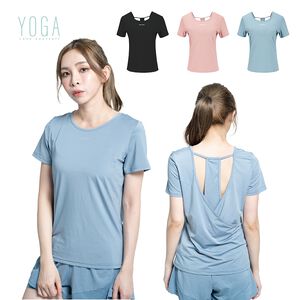 【AREX YOGA】 AS-7410瑜珈服 瑜珈短袖 女上衣 挖背上衣 冰絲衣 涼感衣 吸排衣 短袖上衣 女短袖