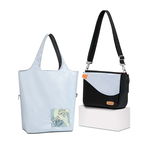 Eco-friendly Crossbody bag & tote bag Two-in-one, Reversible yoyo bag (Mist blue), , large
