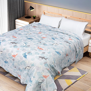 INDIAN 雪肌涼感紗夏涼被-鯊魚伊甸園