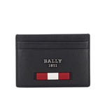 BALLY Bhar 再生牛皮紅白條紋卡片夾/黑色, , large