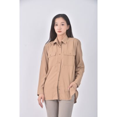 (S) uniqlo質感杏色長袖上衣二手衣