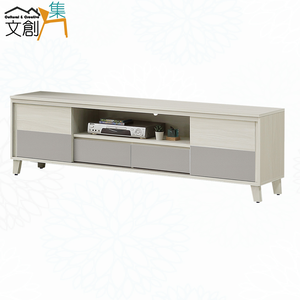 【文創集】瑞亞雙色6.1尺雙推門二抽電視櫃(客約商品)