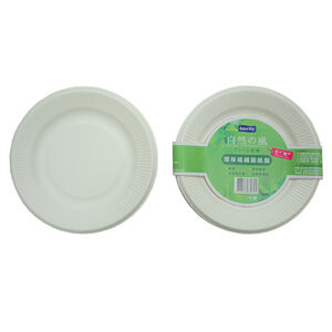 【免洗餐具】自然風環保植纖圓紙盤 7吋