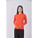 (F) yecca vecca坑紋橘色長袖上衣二手衣, , large