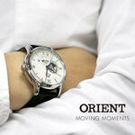 ORIENT 東方錶 Sun & Moon 系列 小鏤空日月相機械錶-銀x黑/42mm RA-AS0011S, , large