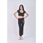 (M) 衣櫃花紋黑色長褲二手衣, , large