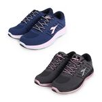 DIADORA迪亞多那 輕量飛織慢跑鞋 女運動鞋 女鞋 反光 飛織 透氣 吸震 回彈 保護後跟 高彈 止滑 丈青粉 灰粉, , large