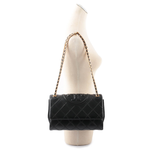 TORY BURCH Fleming 縫線納帕皮革翻蓋二用包/黑色, , large
