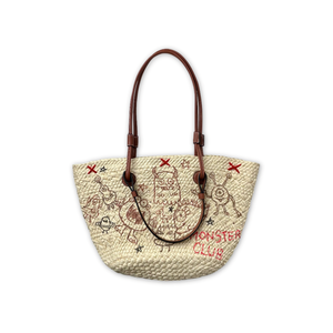 Hand-painted monster tribe portable straw bag (XL)