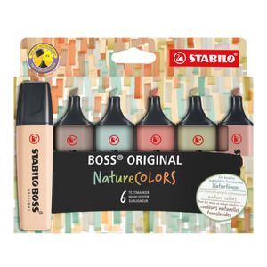 【德國天鵝STABILO】BOSS ORIGINAL NatureCOLORS 波士經典螢光筆 低飽/暖色/冷色(組)低飽和色系6色(ST70/6-2-2)