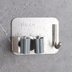 304 Stainless Steel Mop Holder with Hooks, Roller, Broom and Sweeper Storage Hook Rack, No Drill Required, Suitable for Home Kitchen and Bathroom Storage, , large