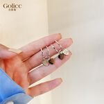 【Gulicc】古莉可 耳環 法式半包形雙層雙愛心耳環, , large