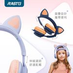 RASTO RS55 Cute Cat Kids Headphones - 85 dB Volume Limit, Non-Toxic Material, Eco-Friendly Design Purple/Blue, , large