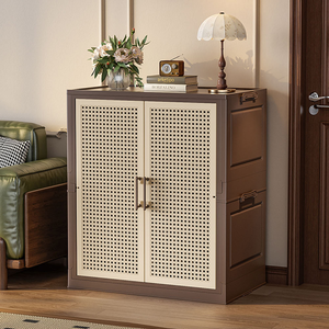 【AOTTO】65面寬中古藤編可調節收納鞋櫃(AC-218)