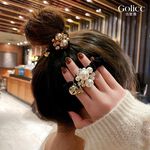 【Gulicc】古莉可 髮圈 小香風珍珠水鑽氣質高馬尾髮圈, , large