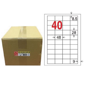 【龍德】LONGDER 三用電腦標籤 A4 40格 25.4*48.5mm可再貼1000張/箱 LD-8109-WR-B(適用雷射、噴墨、影印)