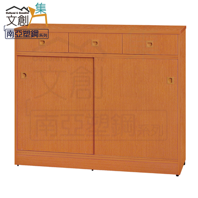 【文創集】雷凱 環保4.1尺南亞塑鋼推門三抽鞋櫃(客約商品)