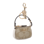 COACH Mini Nolita 手提包造型吊飾/鑰匙圈/淺卡其/白色, , large