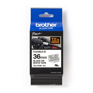 【 BROTHER】兄弟牌  白底黑字 36mmx8M 抗凍(可彎曲)標籤帶/ 包 TZe-FX261