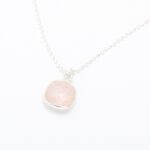 【Angel & Me】Square Pink Quartz crystal s925 sterling silver necklace, , large