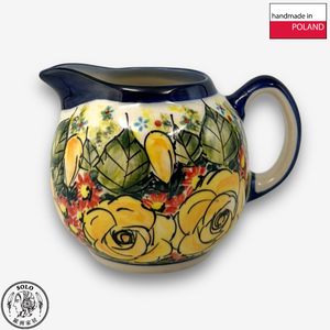 【SOLO Vintage】Cerraf Polish Pottery 320ml Milk Jug Morning Light and Yellow Roses Series Made in Poland