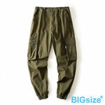 大尺碼-日系多袋束口工裝褲-黑/綠-0204168, , large