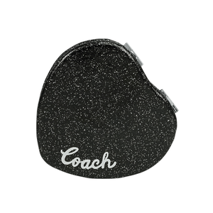 COACH Logo 標誌亮片愛心造型鏡子/黑色