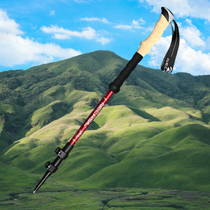 輕量可拆式登山杖【4色可選】 鋁合金 240G 外鎖式 可拆式 110cm 135cm EVA手柄 登山 碳鋼杖尖 擋泥盤 尼龍腕帶