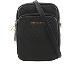 Michael Kors 金字荔枝皮革拉鍊中款直式斜背包/黑色, , large
