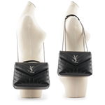 YSL LOU LOU V紋銀鍊小牛皮斜背包/黑色, , large