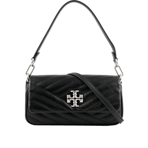 TORY BURCH Kira 銀釦縫線設計翻蓋小款肩背/斜背二用包/黑色