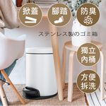 【AOTTO】12公升踩踏式不銹鋼垃圾桶-黑色(SD-012BK), , large