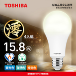 【TOSHIBA 東芝】4入組 澪系列 LED燈泡 15.8W 3年保固 高流明 節能標章(燈泡色), , large
