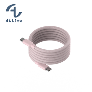 [OneMore Co., Ltd.] Allite Easy Cable Magnetic Storage Braided Fast Charging Cable (USB-C to USB-C) Baby Pink