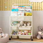 【AOTTO】小熊多功能附輪置物玩具書籍收納架(AS-064), , large